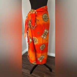 Sarong Beach Cover Up Tie Dye Orange Sea Turtle Aloha Hawaii
